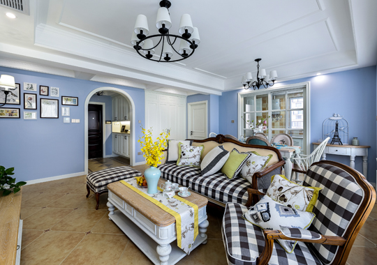 世貿東一號 三室兩廳裝修設計 美式混搭風格 120方房子 